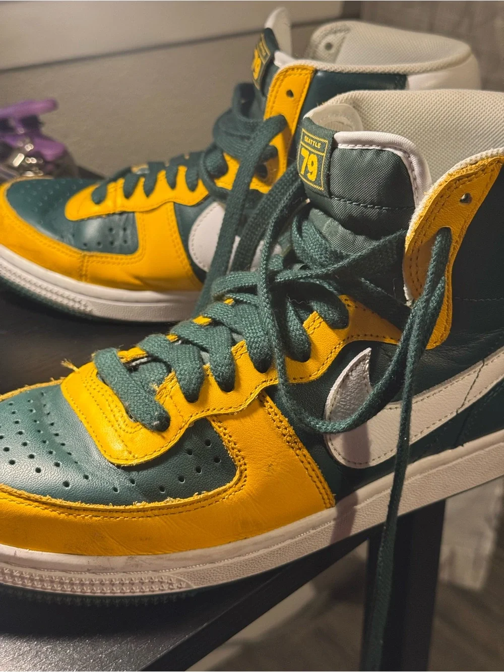 Nike Terminator High Seattle Super Sonics Men’s Green and Yellow